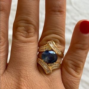 Oval Sapphire and Baguette Diamond Ring